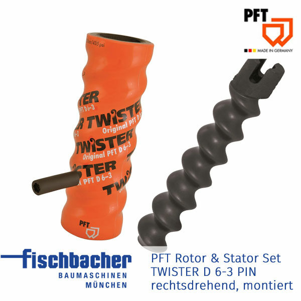 PFT Rotor/Stator Set – TWISTER D 6-3 PIN, rechtsdrehend, montiert