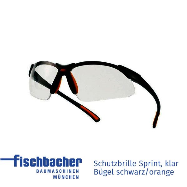 Schutzbrille Sprint, klar Bügel schwarz/orange