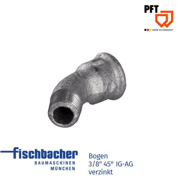 Fischbacher PFT Bogen 3/8" 45° IG-AG verzinkt 20203500