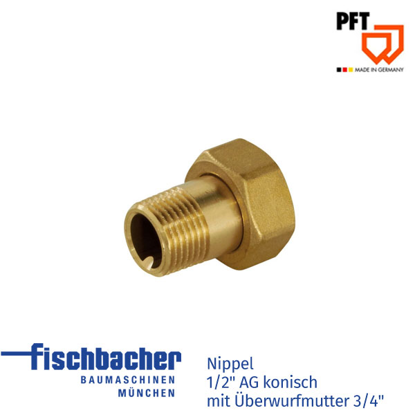 Fischbacher PFT Nippel 1/2" AG konisch mit Überwurfmutter 3/4" 20203105