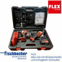 Fischbacher FLEX Akku-Set Winkelschleifer Schlagbohr-Schrauber flex516198