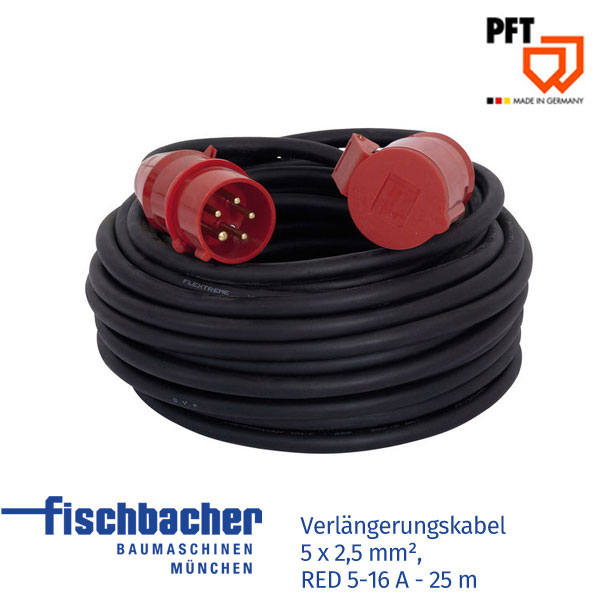 Fischbacher Verlängerungskabel 5 x 2,5 mm², RED 5-16 A – 25 m 20423360