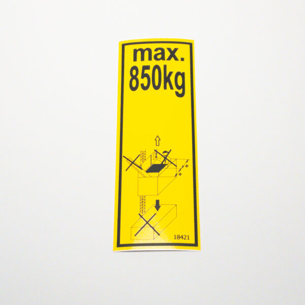 Schild "max.850 kg"