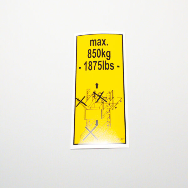 Schild -max. 850kg-