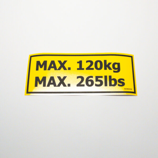 Schild -max. 120kg/265Lbs-