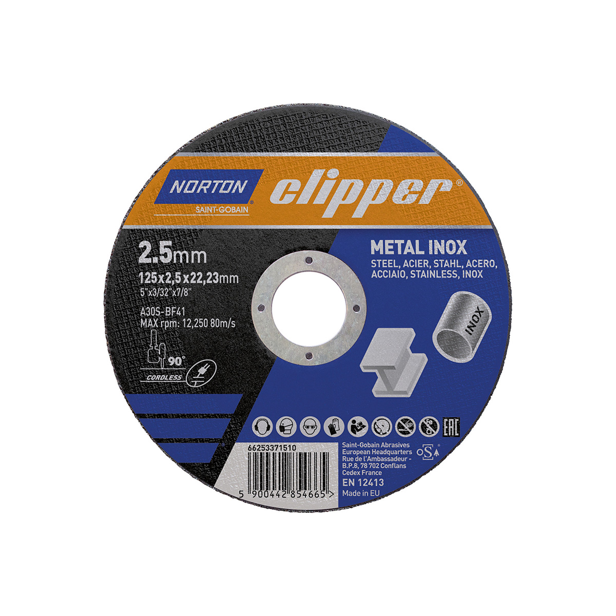 lag180554 Trennscheibe Metall-Inox A30S-125x2.5x22.23mm Fischbacher 66253371510 Trennscheibe Metall-Inox A30S-125x2.5x22.23mm 5900442854665