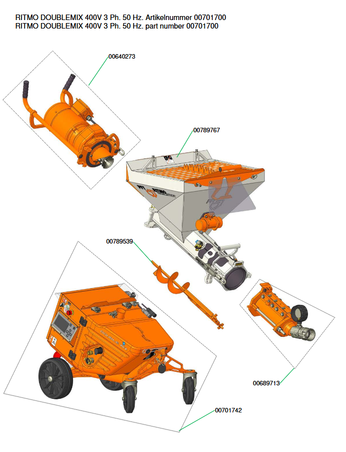 RITMO double mix 400 V ET Liste double mix 400 V 5 5kW RITMO DOUBLEMIX 400V 3 Ph. 50 Hz. Artikelnummer 00701700 RITMO double mix 400 V ET Liste double mix 400 V 5 5kW