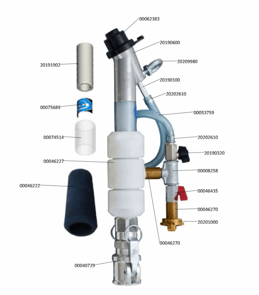 Feinputzgerät mit Quetschventil DN25 S14 30° Geka Artikelnummer 00046226