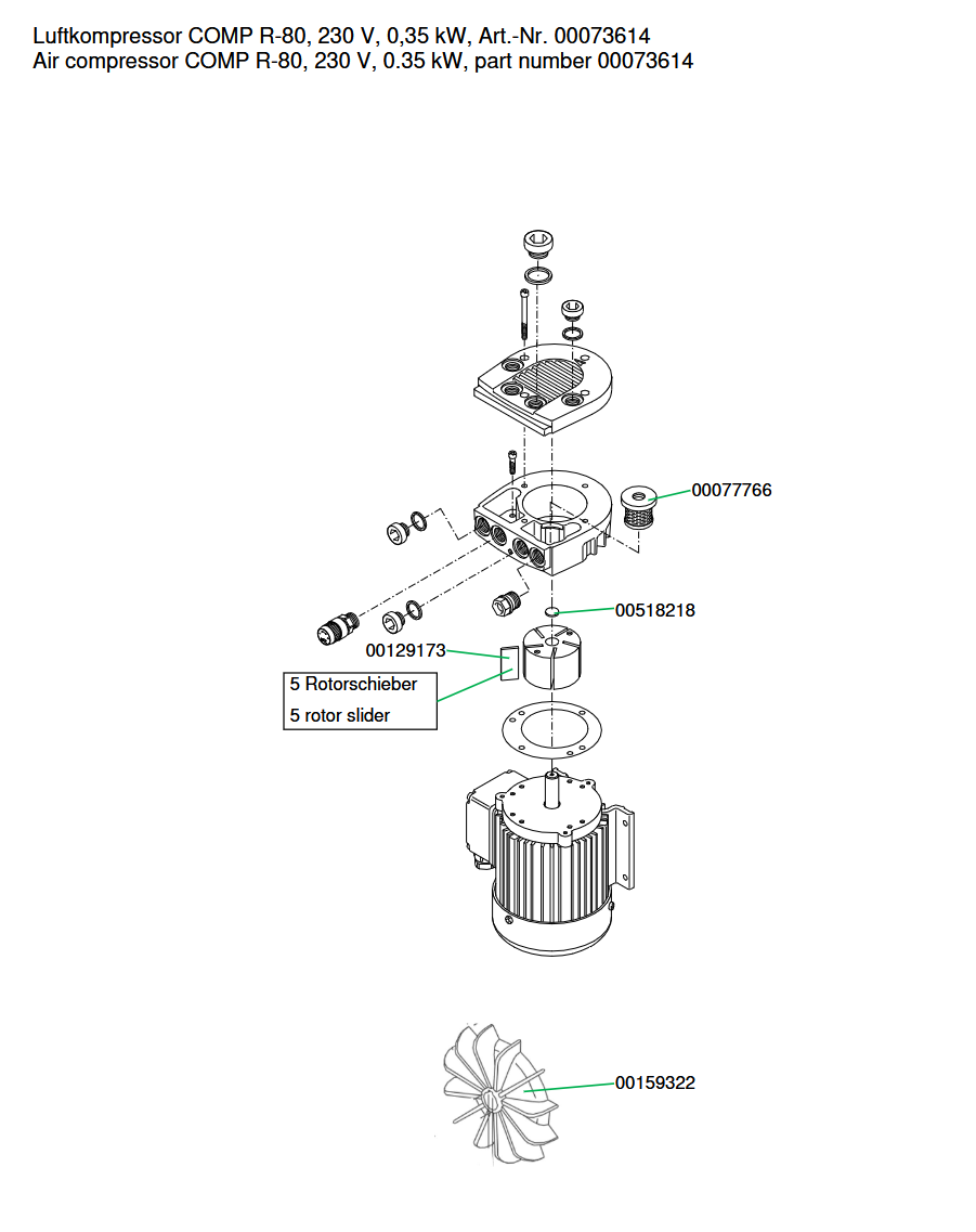 00073614 Luftkompressor COMP R-80, 230 V, 0,35 kW, Art.-Nr. 00073614 00073614