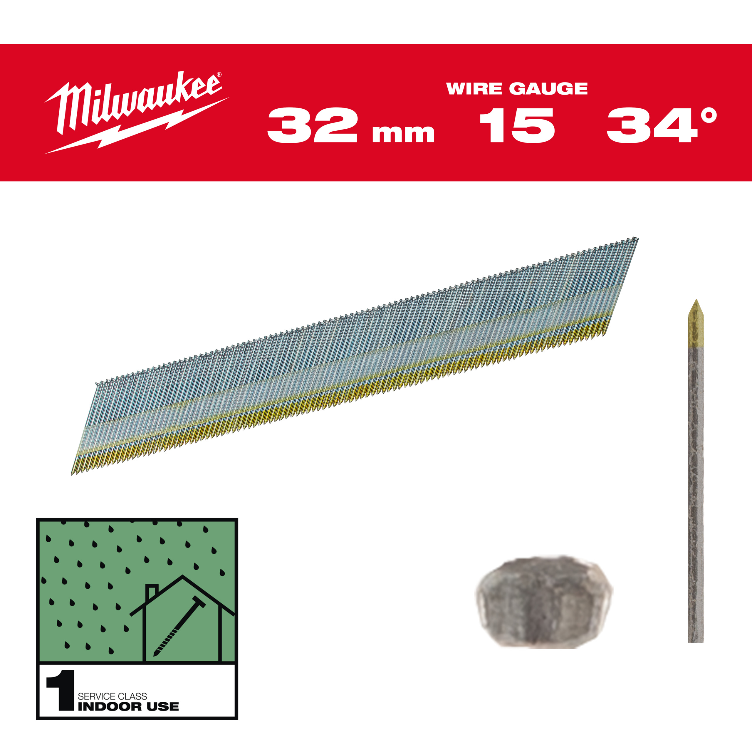 Milwaukee Stift-Nägel 15G 34° 32 mm SC1 (4.000)